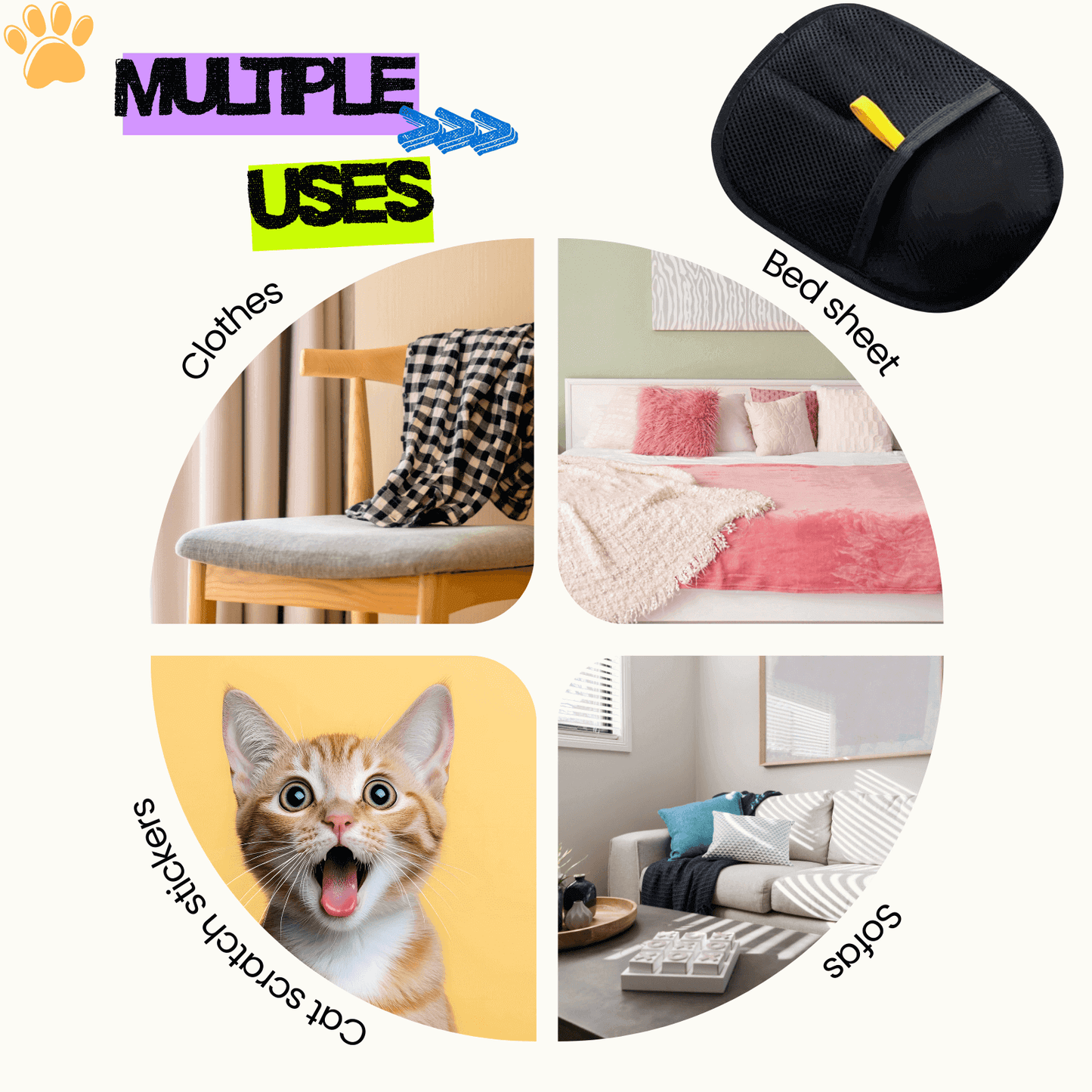 Pet Grooming Gloves for Cats & Dogs