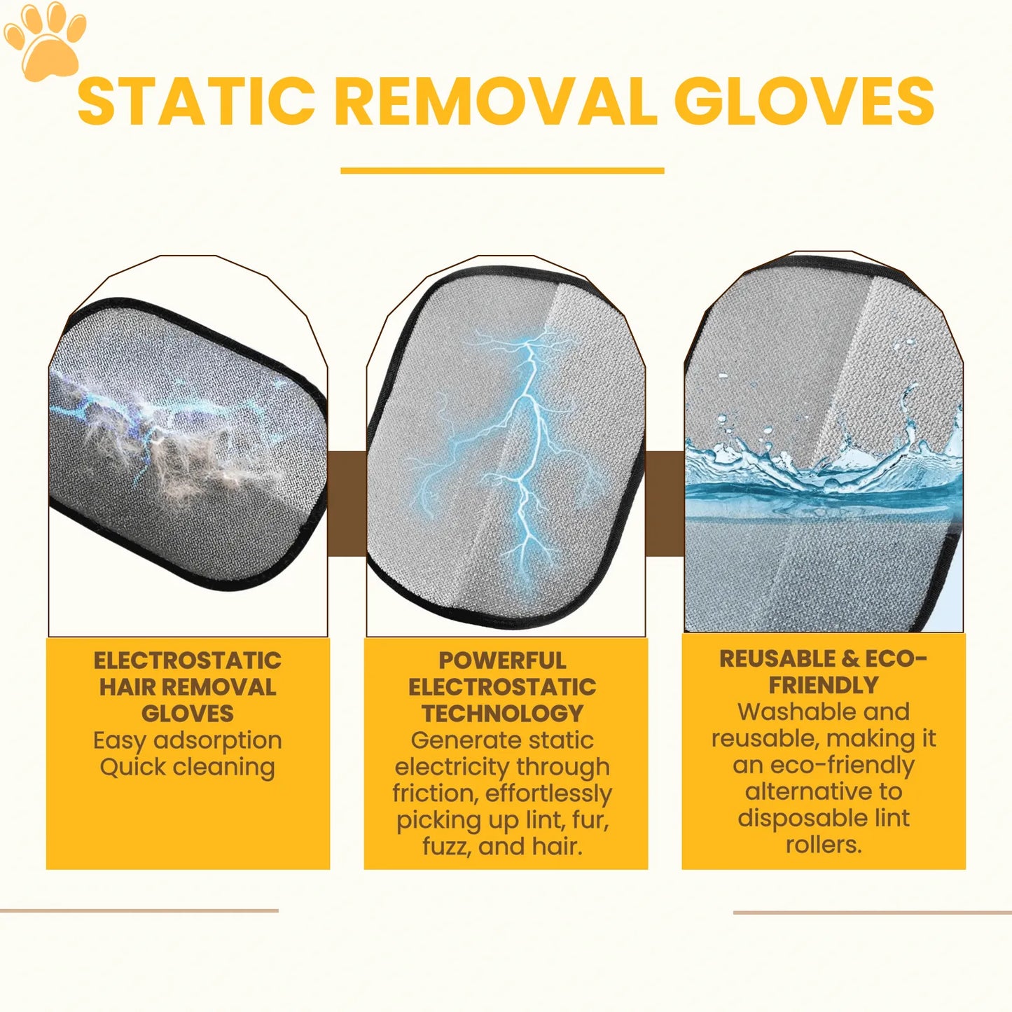 Pet Grooming Gloves for Cats & Dogs
