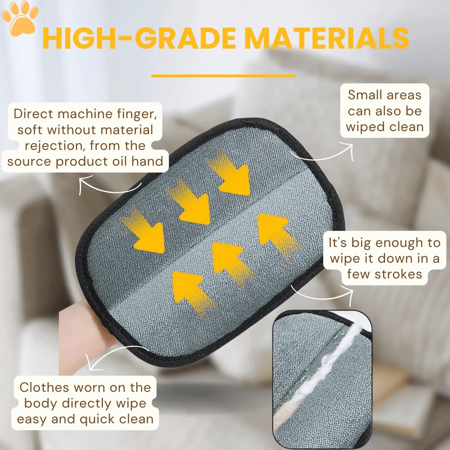 Pet Grooming Gloves for Cats & Dogs