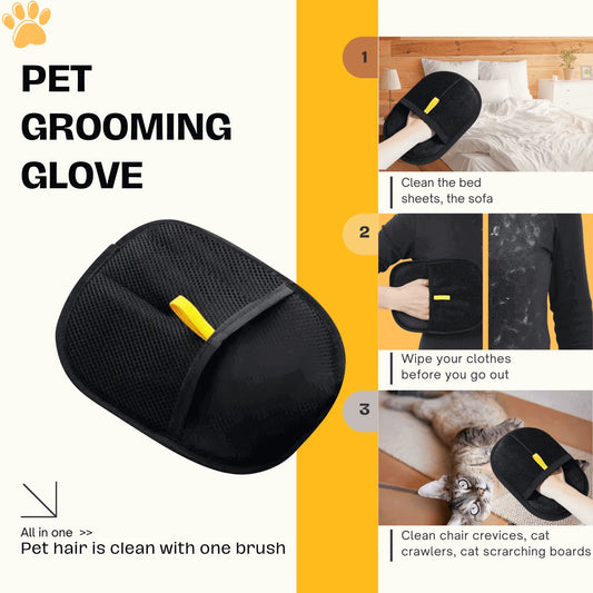 Pet Grooming Gloves for Cats & Dogs