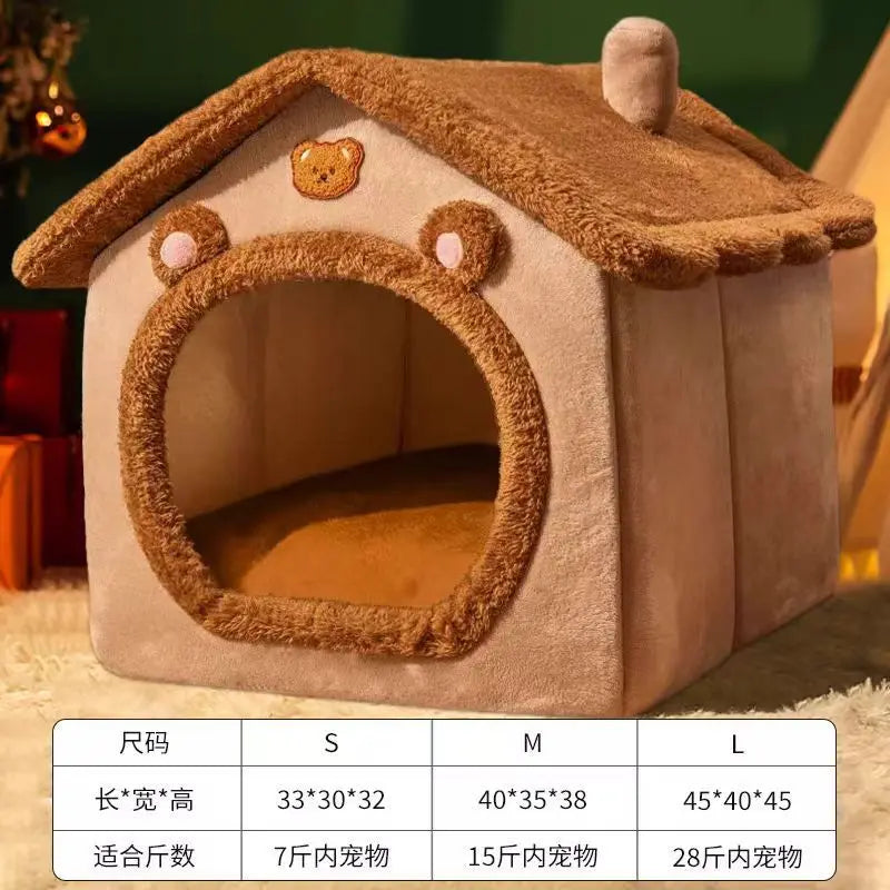 Foldable Pet House with Removable Washable Cover