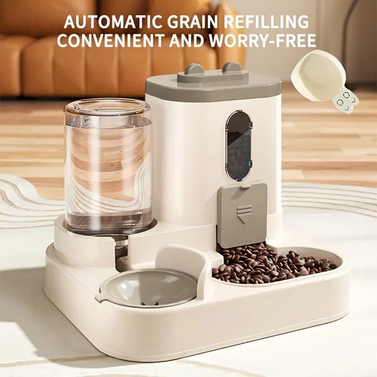 2-in-1 Cat Food Dispenser & Water Bowl