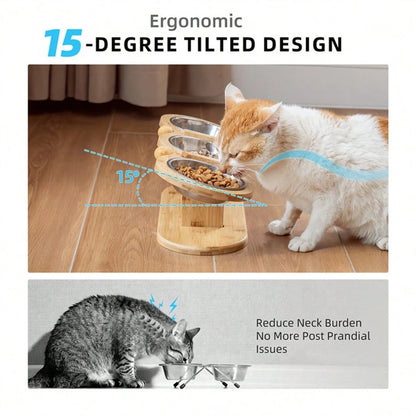 3-in-1 Cat Feeder with Bowls