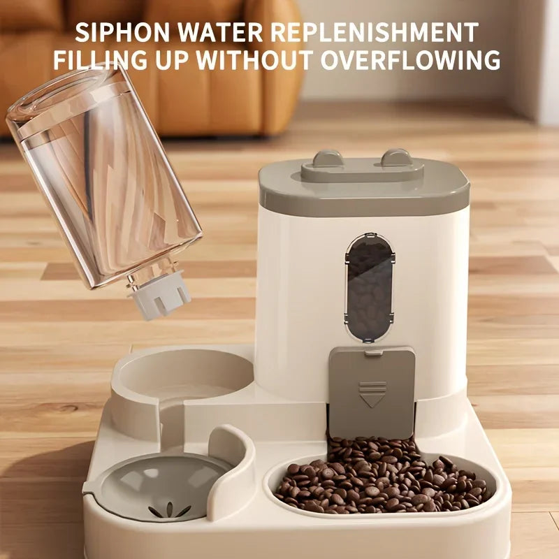 2-in-1 Cat Food Dispenser & Water Bowl