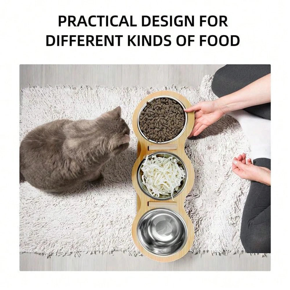 3-in-1 Cat Feeder with Bowls