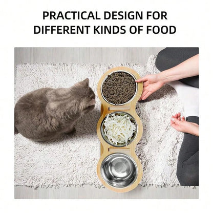 3-in-1 Cat Feeder with Bowls