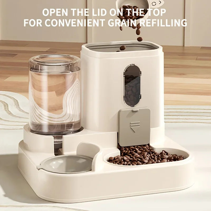 2-in-1 Cat Food Dispenser & Water Bowl