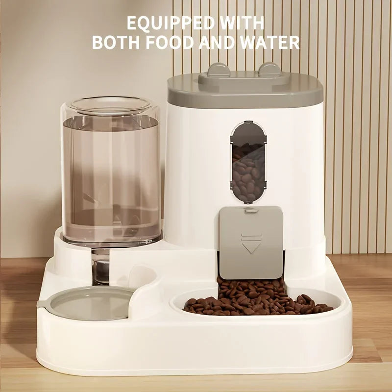 2-in-1 Cat Food Dispenser & Water Bowl