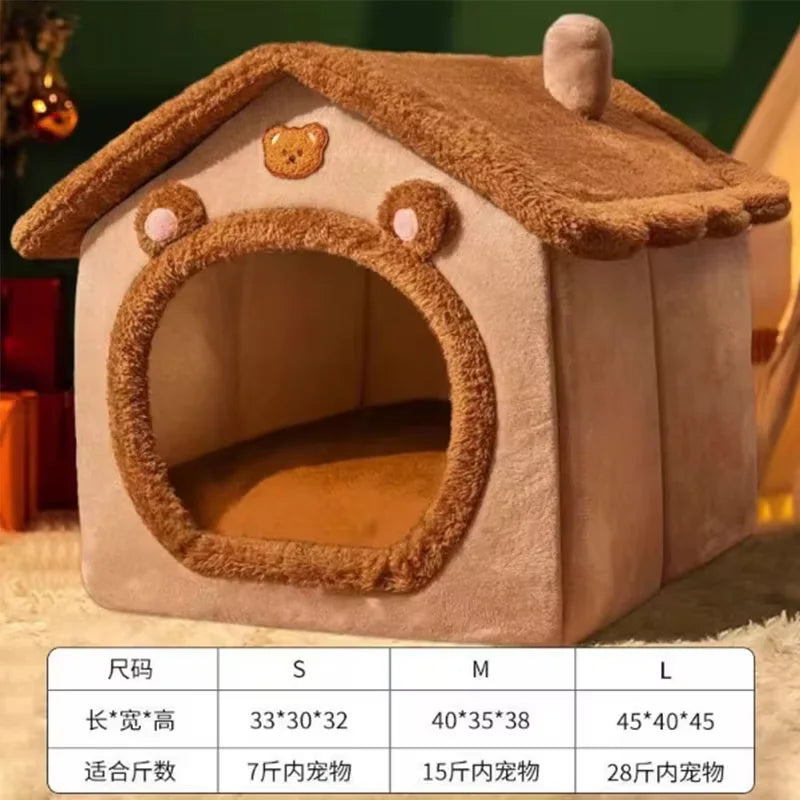Foldable Pet House with Removable Washable Cover